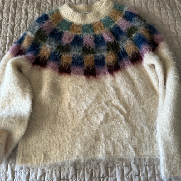 Sold Out NWT Madewell Brushed Checkerboard Fair Isle Sweater, XXS - Picture 2 of 5